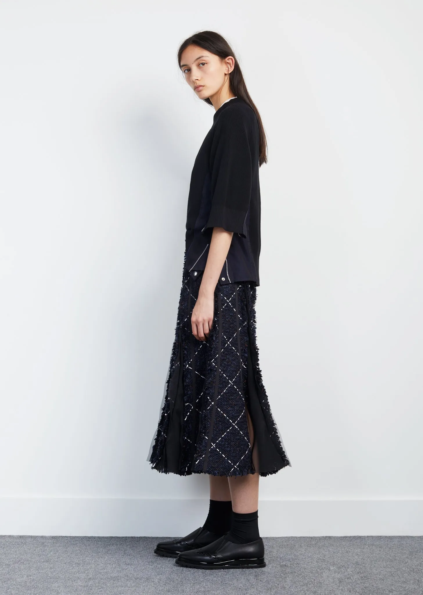 Plaid Tweed Skirt