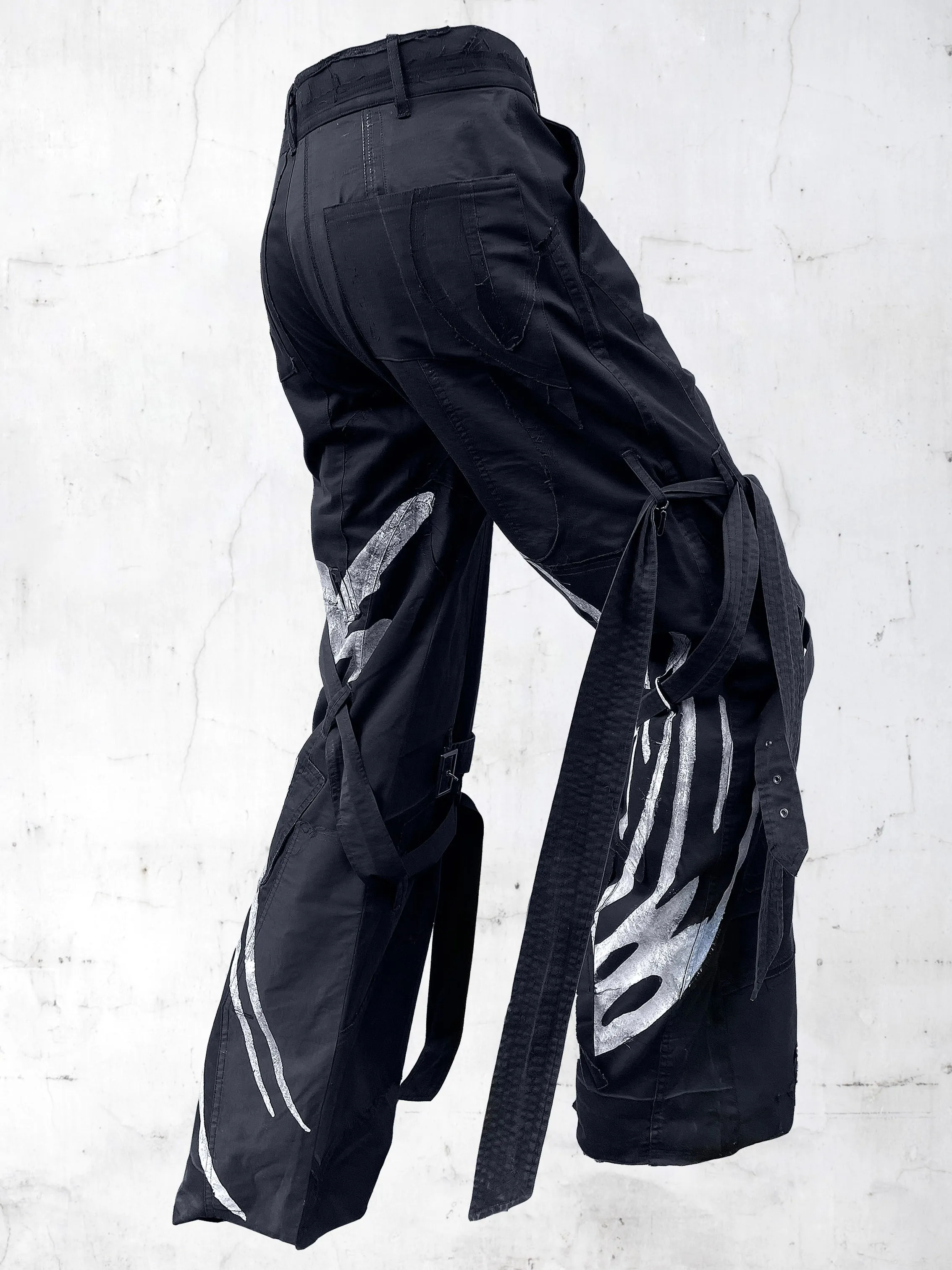 PRINTED SUBMARINE PATCHWORK PANTS BLACK