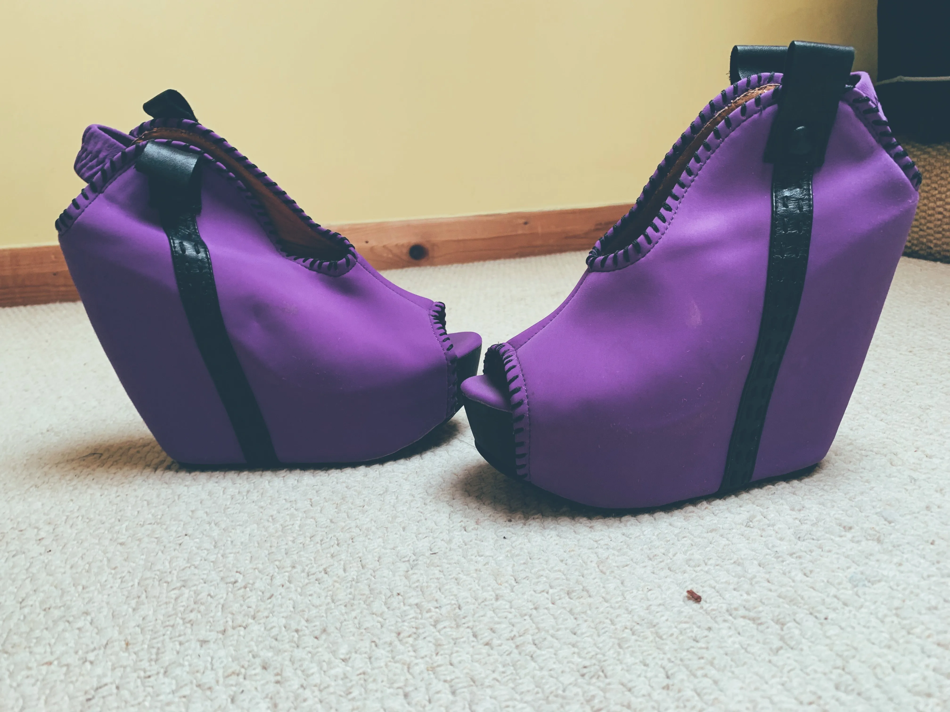 Purple Neoprene Jefferey Campbell 'Havana' Wedges UK 4