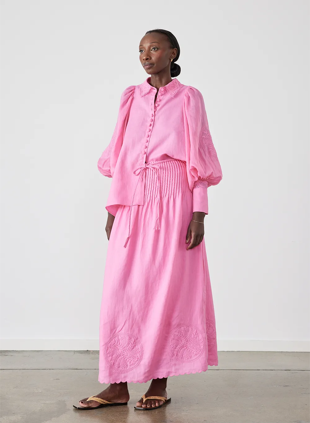 Roxanna Linen Ramie Shirt | Dahlia Pink