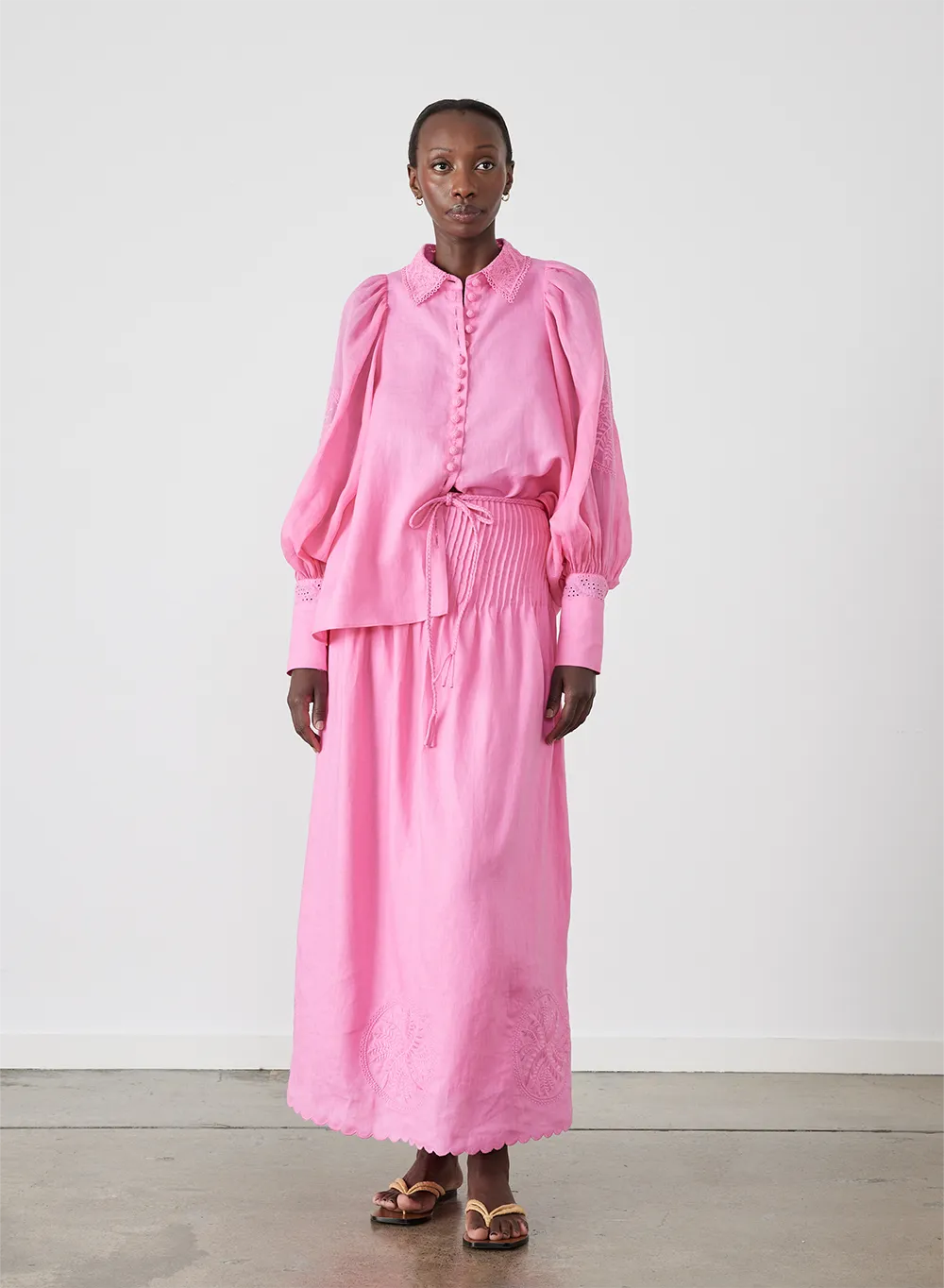Roxanna Linen Ramie Shirt | Dahlia Pink