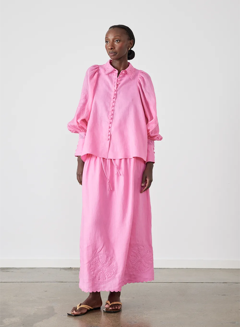 Roxanna Linen Ramie Shirt | Dahlia Pink