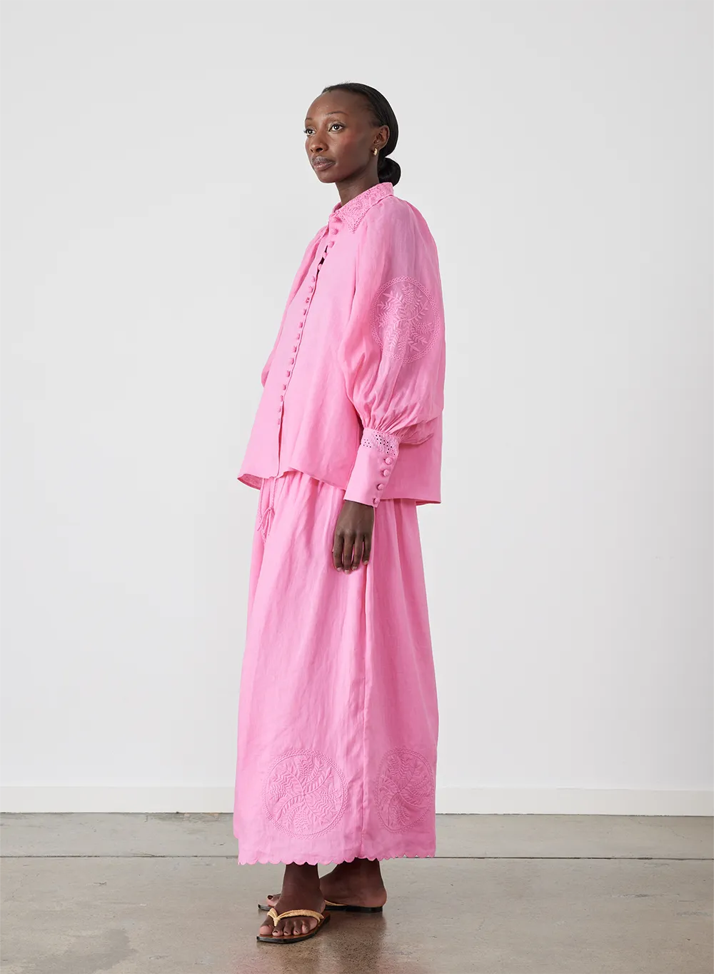 Roxanna Linen Ramie Shirt | Dahlia Pink