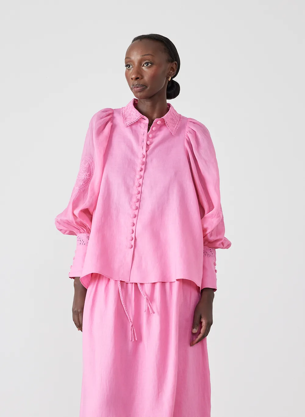Roxanna Linen Ramie Shirt | Dahlia Pink