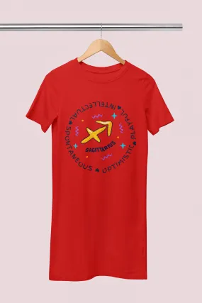 Sagittarius Zodiac Cotton Night T-Shirt Dress For Women