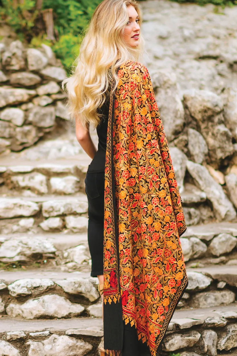 Sevya Sabari Embroidered Wool Shawl