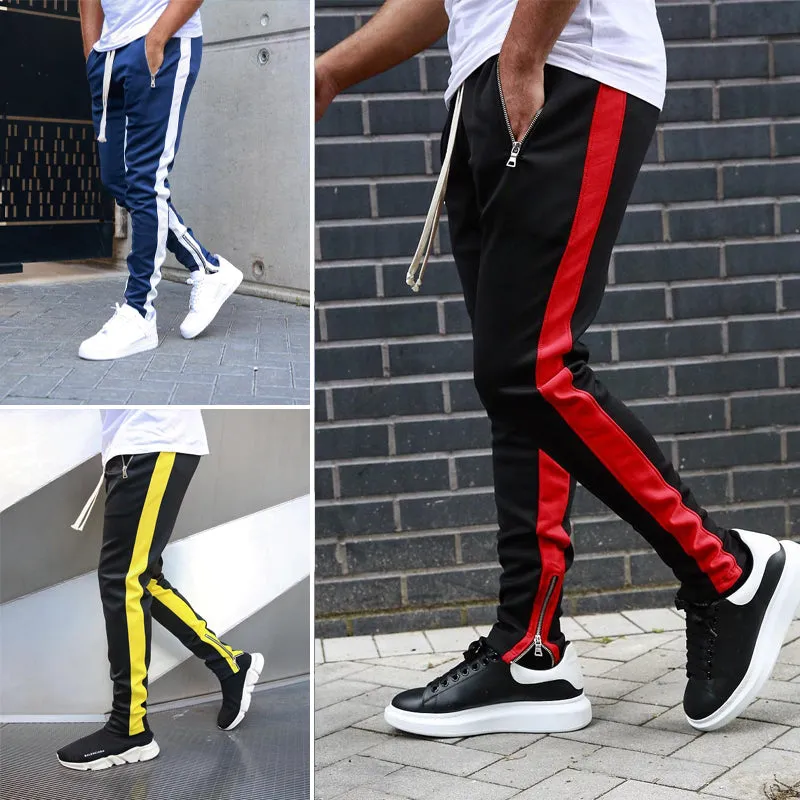 Side Stripe Zip Pocket Skinny Joggers