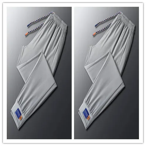Summer Ice Silk Casual Pants, Men's Season Ice Silk Quick Drying Pants, Men's Ultra Thin Comfortable Sports Pants, Breathable, L