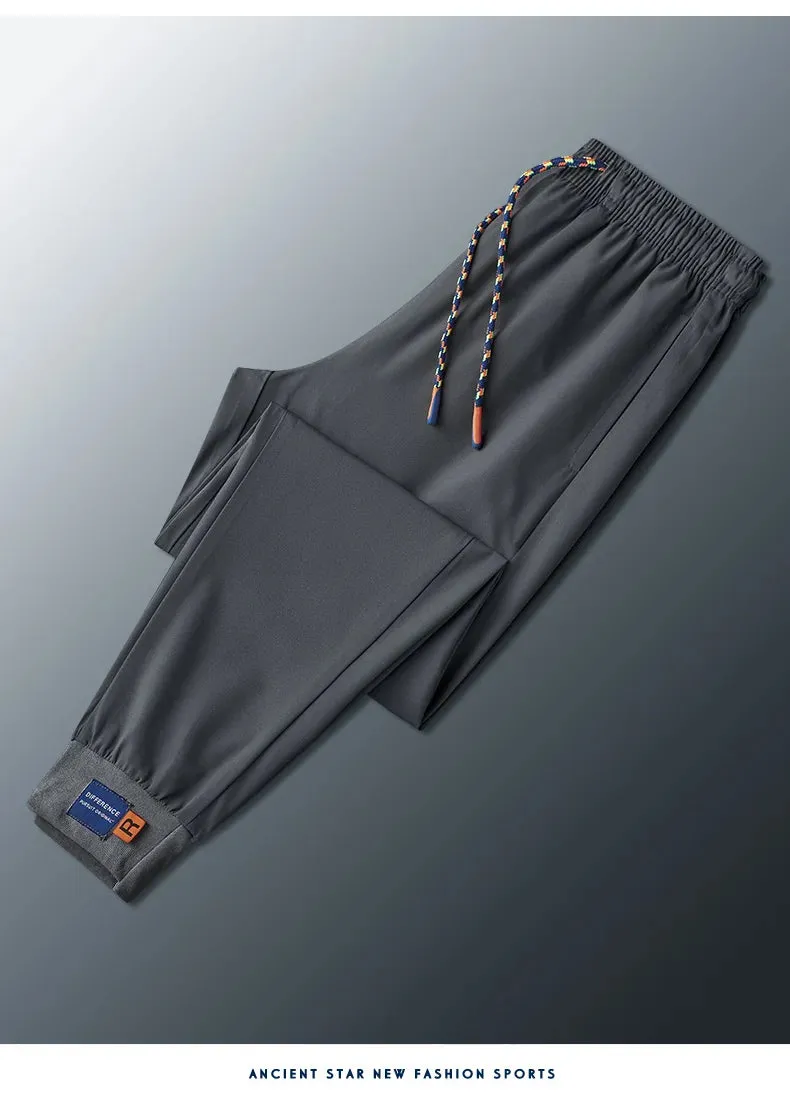 Summer Ice Silk Casual Pants, Men's Season Ice Silk Quick Drying Pants, Men's Ultra Thin Comfortable Sports Pants, Breathable, L