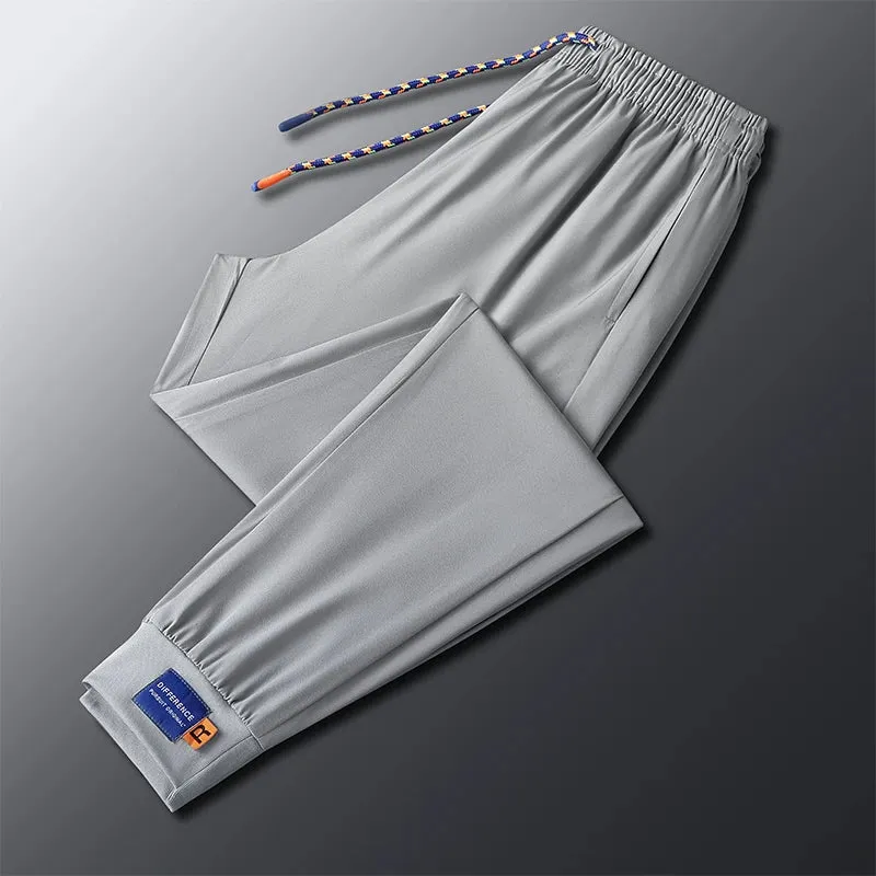 Summer Ice Silk Casual Pants, Men's Season Ice Silk Quick Drying Pants, Men's Ultra Thin Comfortable Sports Pants, Breathable, L