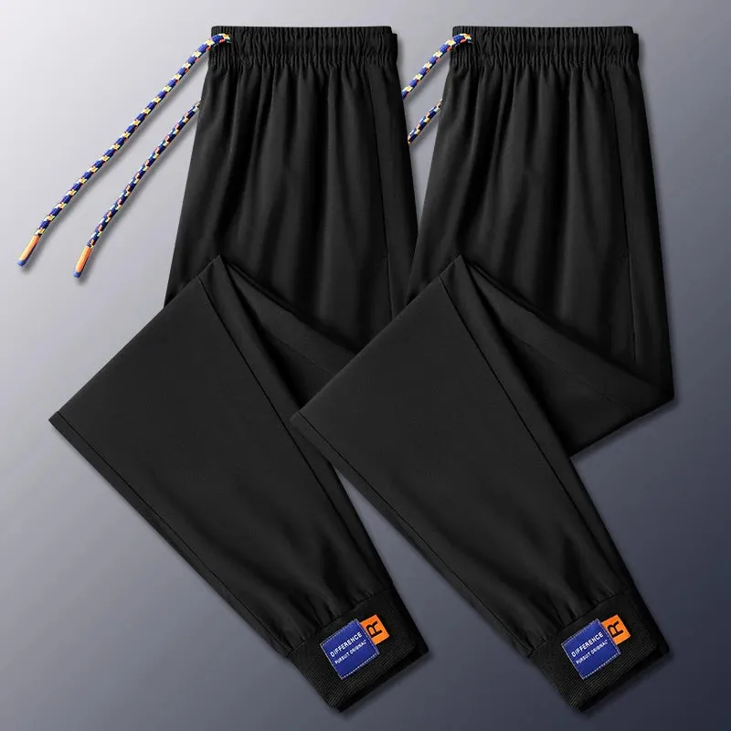 Summer Ice Silk Casual Pants, Men's Season Ice Silk Quick Drying Pants, Men's Ultra Thin Comfortable Sports Pants, Breathable, L