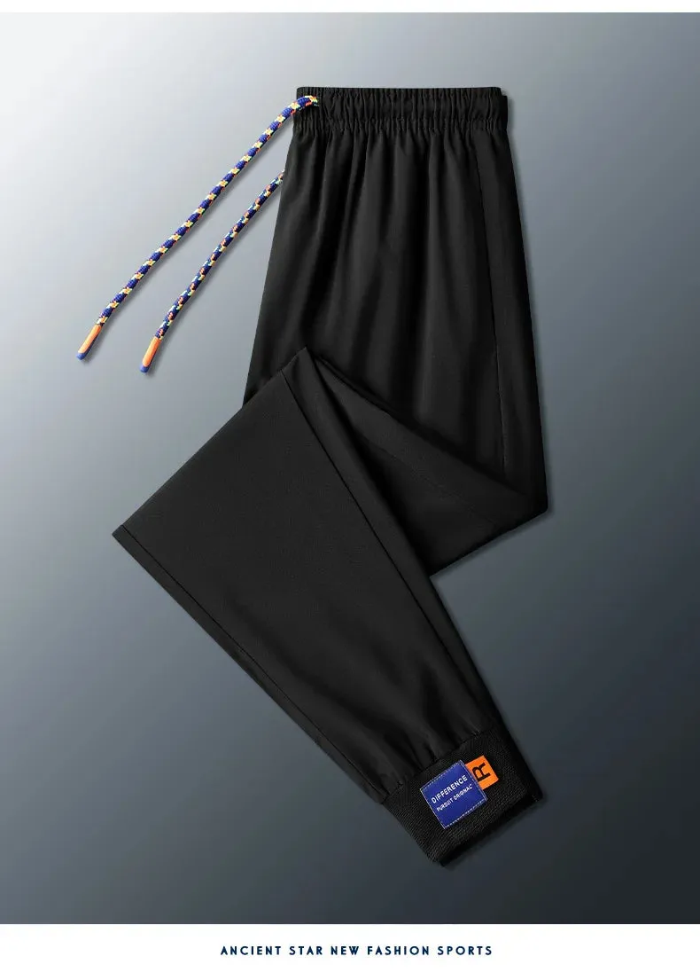 Summer Ice Silk Casual Pants, Men's Season Ice Silk Quick Drying Pants, Men's Ultra Thin Comfortable Sports Pants, Breathable, L