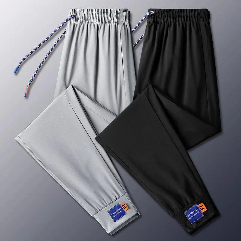 Summer Ice Silk Casual Pants, Men's Season Ice Silk Quick Drying Pants, Men's Ultra Thin Comfortable Sports Pants, Breathable, L