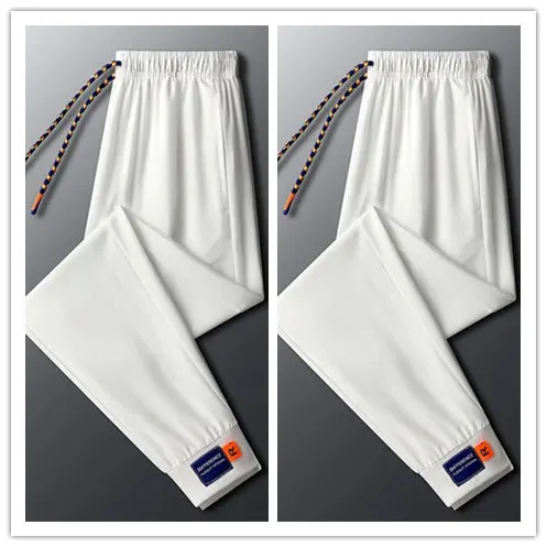 Summer Ice Silk Casual Pants, Men's Season Ice Silk Quick Drying Pants, Men's Ultra Thin Comfortable Sports Pants, Breathable, L
