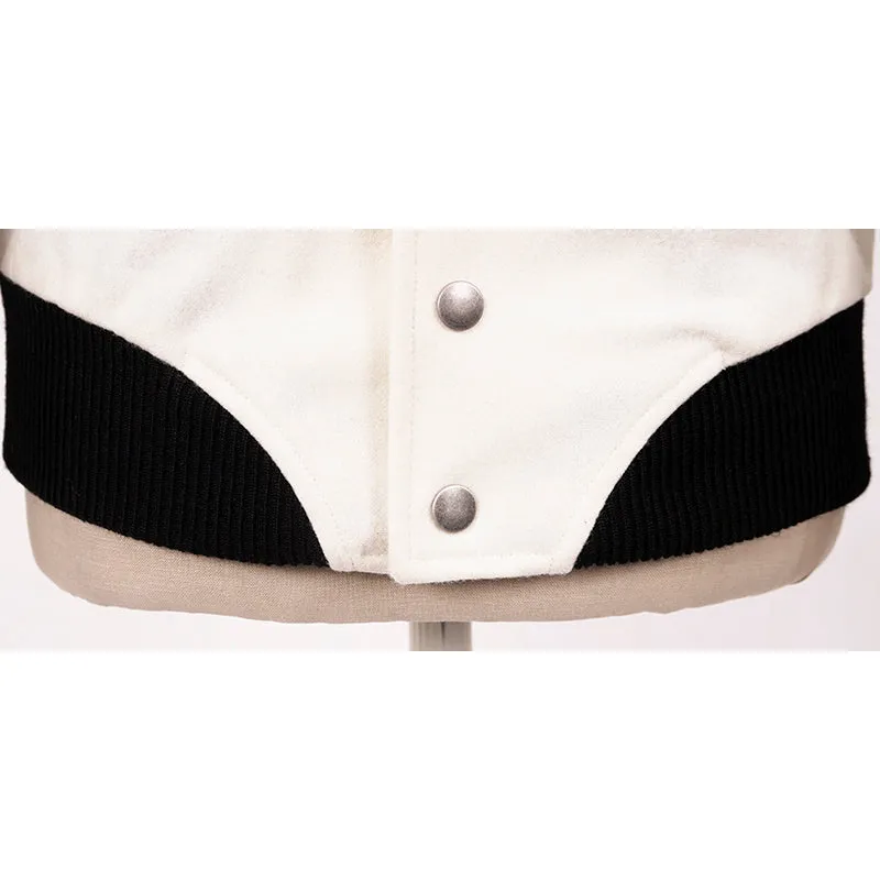 SZ 36 NEW $3,870 SAINT LAURENT Woman's HEAVEN LEATHER SLEEVE Bomber TEDDY JACKET