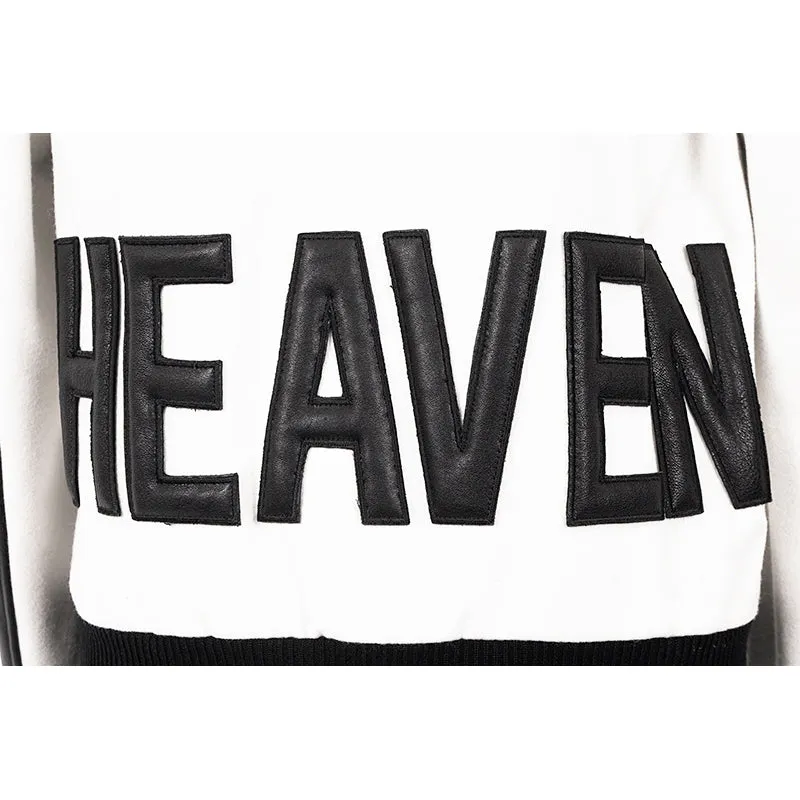 SZ 36 NEW $3,870 SAINT LAURENT Woman's HEAVEN LEATHER SLEEVE Bomber TEDDY JACKET