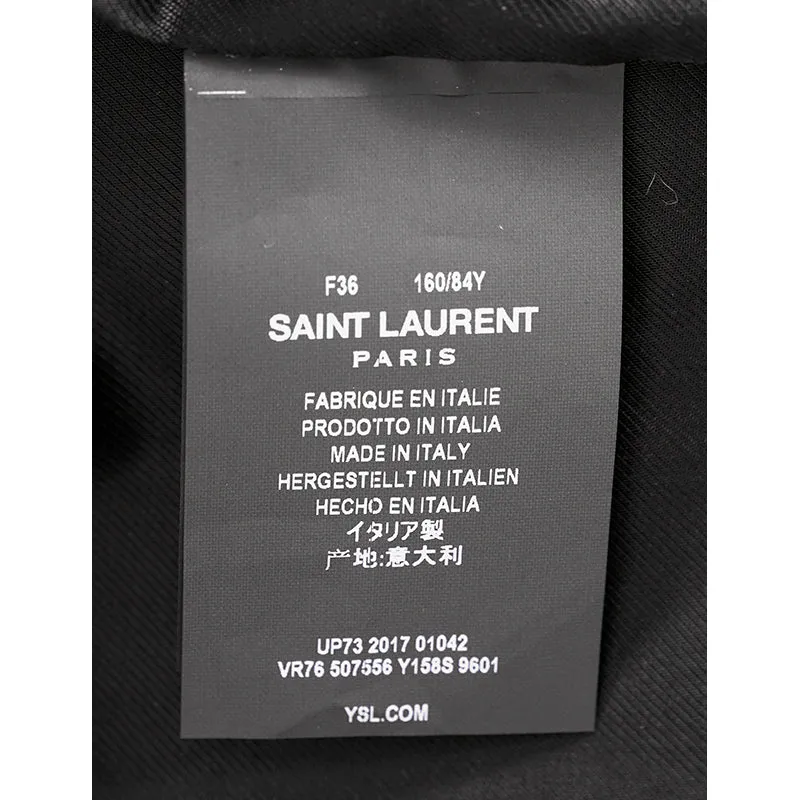 SZ 36 NEW $3,870 SAINT LAURENT Woman's HEAVEN LEATHER SLEEVE Bomber TEDDY JACKET