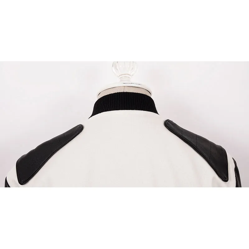 SZ 36 NEW $3,870 SAINT LAURENT Woman's HEAVEN LEATHER SLEEVE Bomber TEDDY JACKET