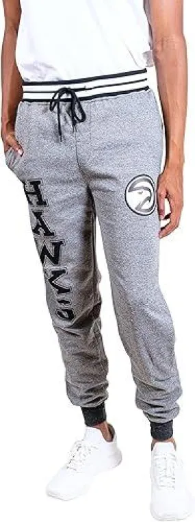 Ultra Game NBA Official Men’s Super Soft Game Day Jogger Sweatpants - Unisex, Atlanta Hawks, Black Mar|Atlanta Hawks