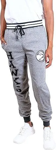 Ultra Game NBA Official Men’s Super Soft Game Day Jogger Sweatpants - Unisex, Atlanta Hawks, Black Mar|Atlanta Hawks