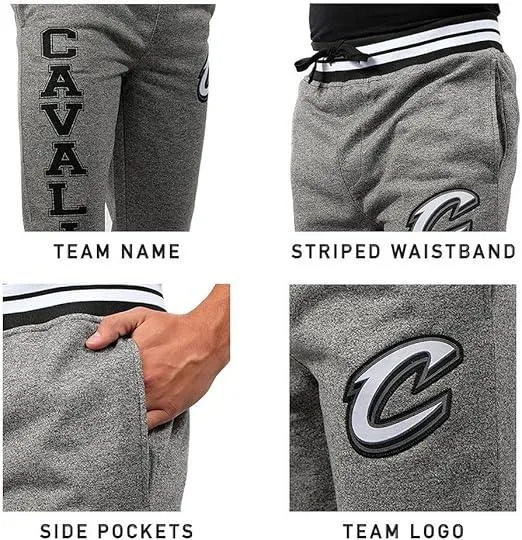 Ultra Game NBA Official Men’s Super Soft Game Day Jogger Sweatpants - Unisex, San Antonio Spurs, Black Marl|San Antonio Spurs