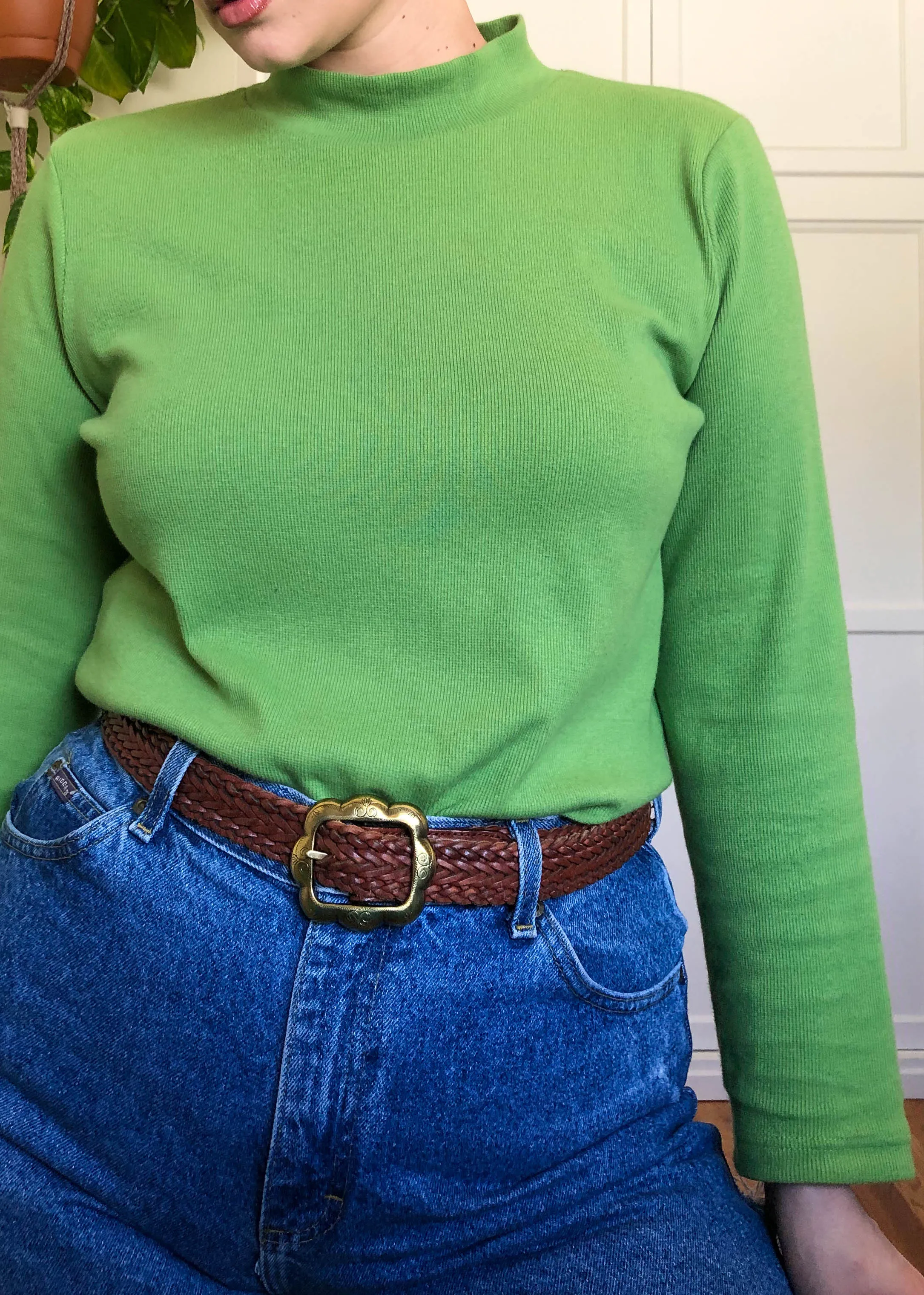 Vintage Lime Green Ribbed Turtleneck - 2X/3X/4X
