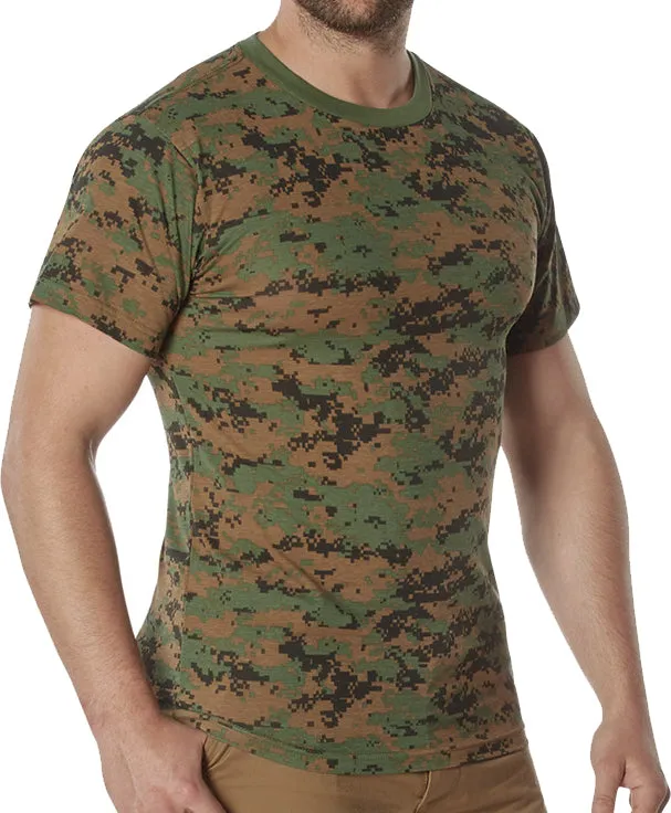 Woodland Digital Camo - 100% Cotton Camo T-Shirt – Standard Fit Camouflage Shirt