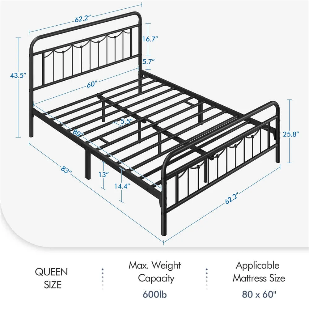 Yaheetech Metal Bed Frame with Headboard and Footboard
