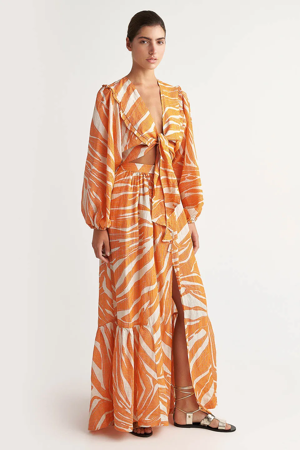Zakar Maxi Skirt in Orange Paxoi